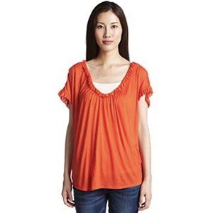 Soft JOIE RUFFLED KNIT TOP Scoop Neck L